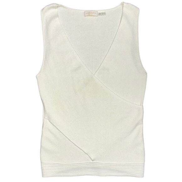 Ramy Brook Ivory Knit Crossover Cashmere Blend Sweater Tank Top Size Large - Picture 1 of 12
